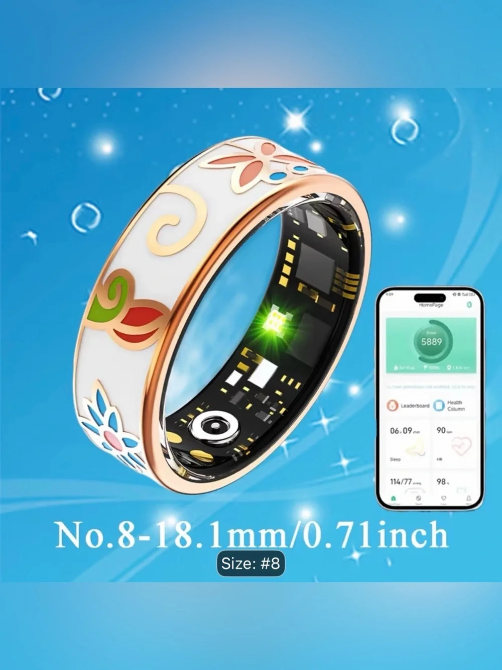 Smart Ring Water Proof Woman’s Fitness Medical Health Remote Camera Wearable